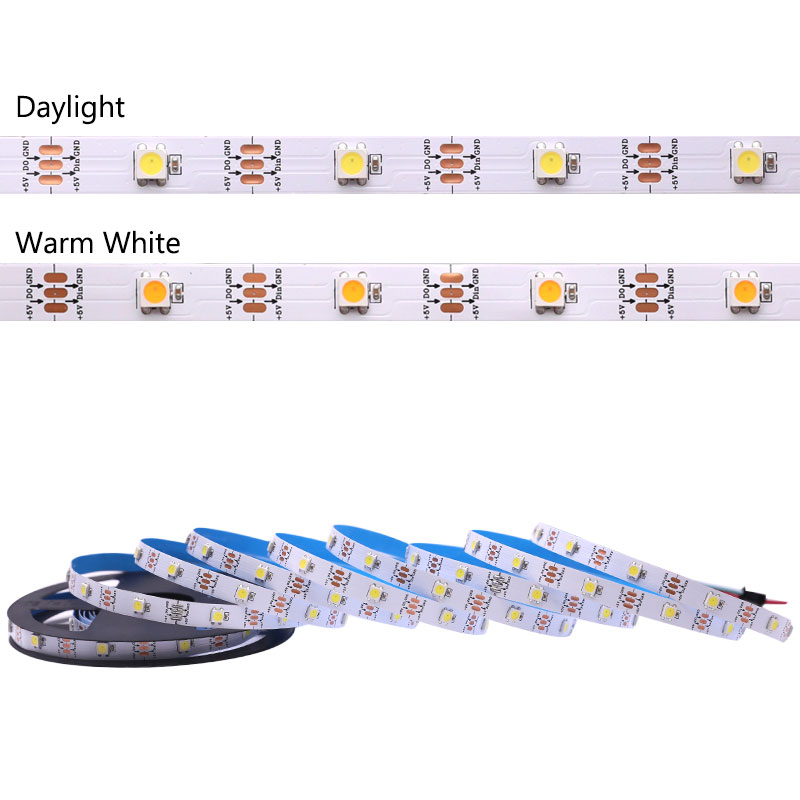 SK6812B Daylight/Warm White/Dual white CCT DC5V 30LEDs/m Programmable Led Strip Lights- 5m/16.4ft per roll SK6812B Daylight/Warm White/Dual white CCT DC5V 30LEDs/m Programmable Led Strip Lights- 5m/16.4ft per roll